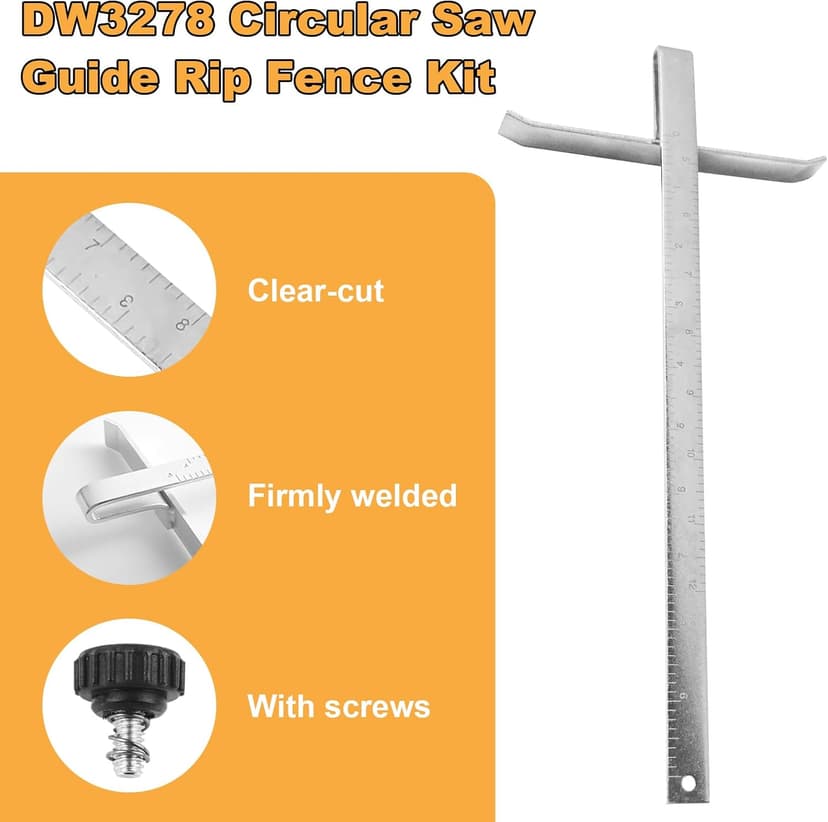 DW3278 Circular Saw Rip Fence for DEWALT DCS575, DCS570, DCS577, DWE575 and DWS535 Circular Saw, Cutting Fence for 7-1/4-Inch to 8-1/4-Inch Circular Saws, with Round Head Stop Screw and Spring(2-Pack)