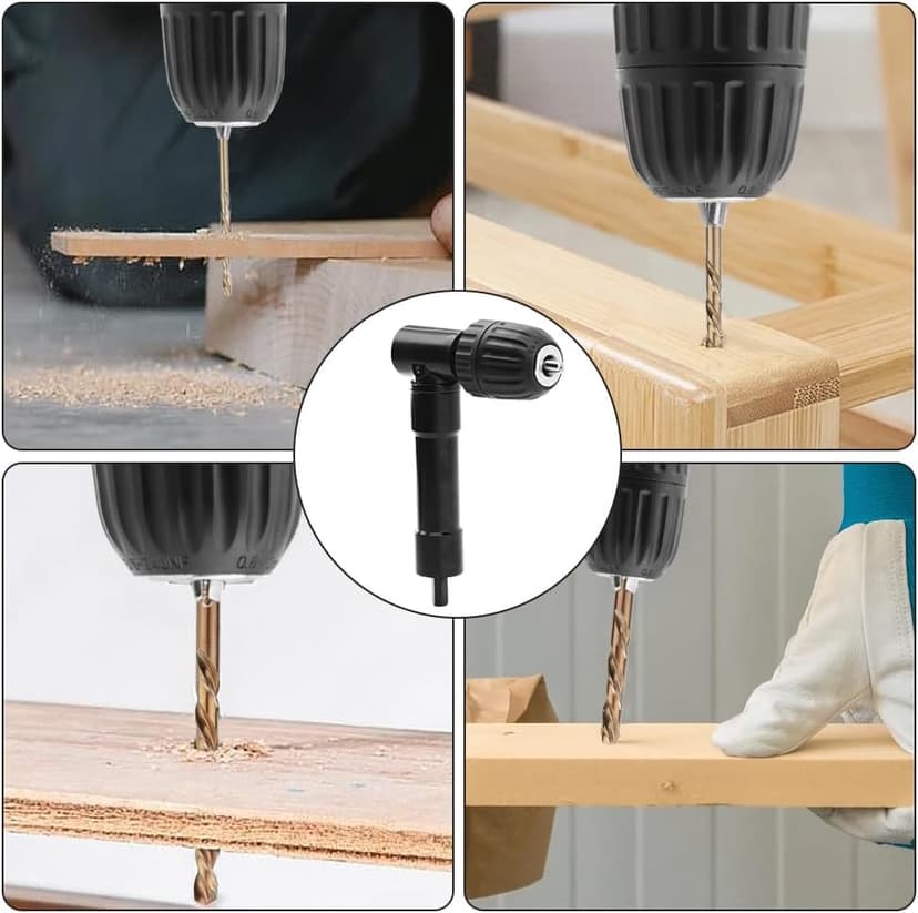 Right Angle Drill Attachment 90° Adapter - 0.8-10mm Keyless Chuck for Tight Corners, Fits Electric Drills, Impact Drivers & Screwdrivers - Great for Home Repairs & Metalworking