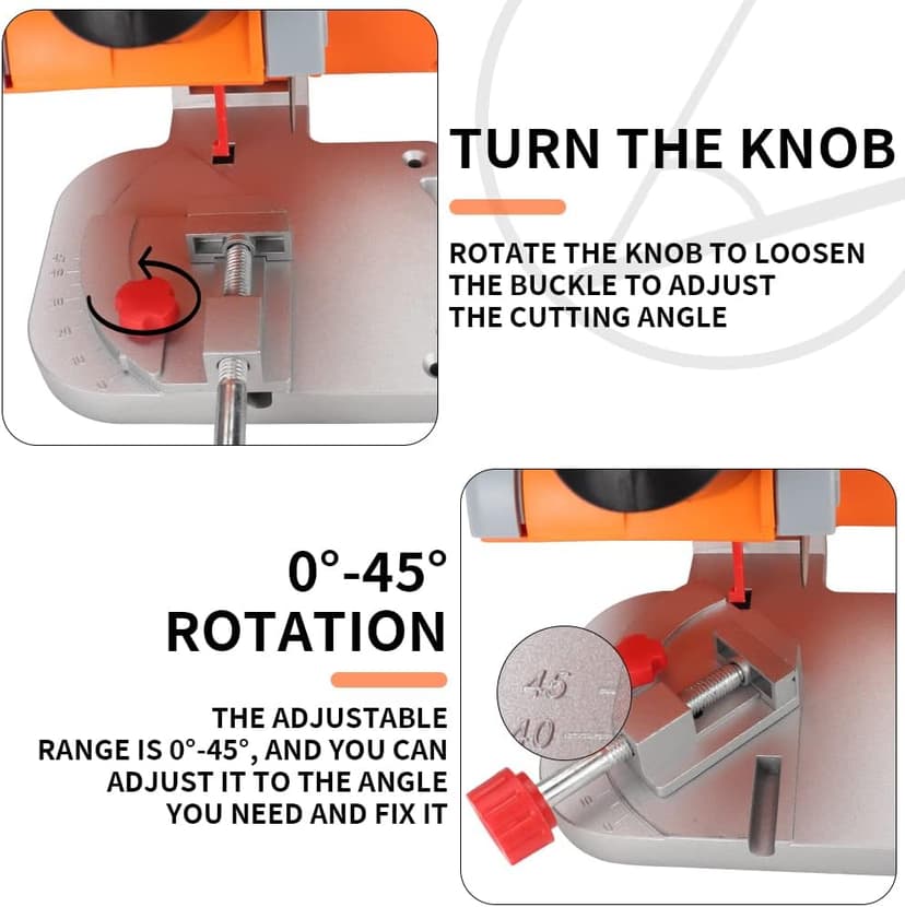 SI FANG Benchtop Cut-Off Saw Miniature Compound-Cutting, Mini Miter Chop Saw for Metal Wood Plastic Crafts Making Carbon Arrow Shafts Cutting, Max 45° Adjustable Small Electric Table Tool
