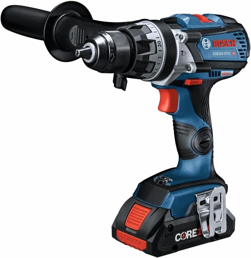 BOSCH GSB18V-975CB25 18V Brushless Connected-Ready 1/2 In. Hammer Drill/Driver Kit with (2) CORE18V® 4 Ah Advanced Power Batteries