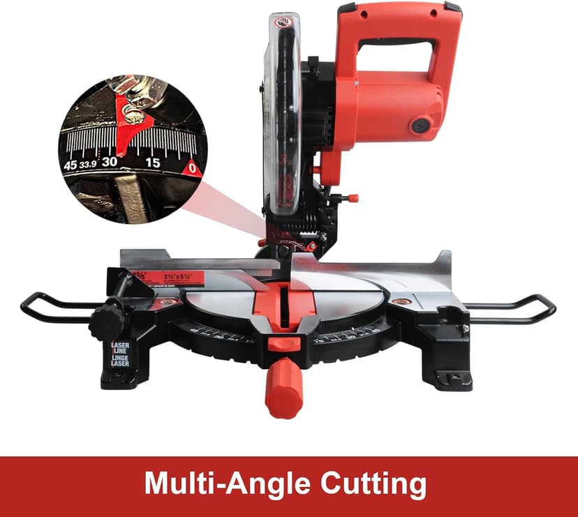 2025 Upgrade Miter Saw 10”, Chop Saws For Woodworking With 15-Amp Power Motor, 40t Tct Blade, 0-45°Mitre & Bevel, Compound Miter Saw For All Skill Levels Wood Work