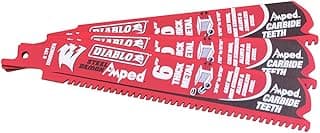 3 Pack 6 inch 8 TPI Diablo Steel Demon Amped Carbide Reciprocating Saw Blades for 3/16-9/16 Thick Metals Boron Steel Ultra High Strength Steel (UHSS) Cast Iron Stainless Steel