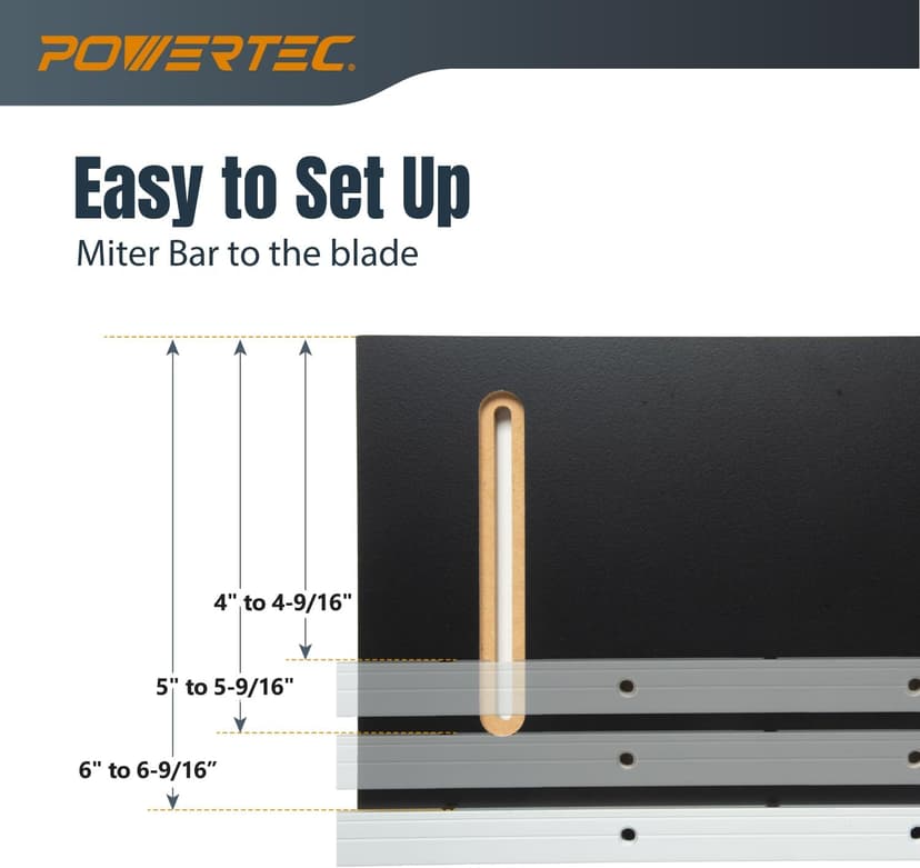 POWERTEC Table Saw Tapering Jig, Small Parts Taper Jig with 3/4" x 3/8" Miter Bar, Adjustable Hold Down Clamp, Non-Slip Grip Strips, Ergonomic Handle - Table Saw Jig Accessories (71875)