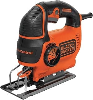 BLACK+DECKER Jig Saw, 5-Amp, 3,000 Blade Speed, 45 Degree Beveled Cuts, ¾-Inch Orbital Blade, 4 Curve Settings, Corded (BDEJS600C)