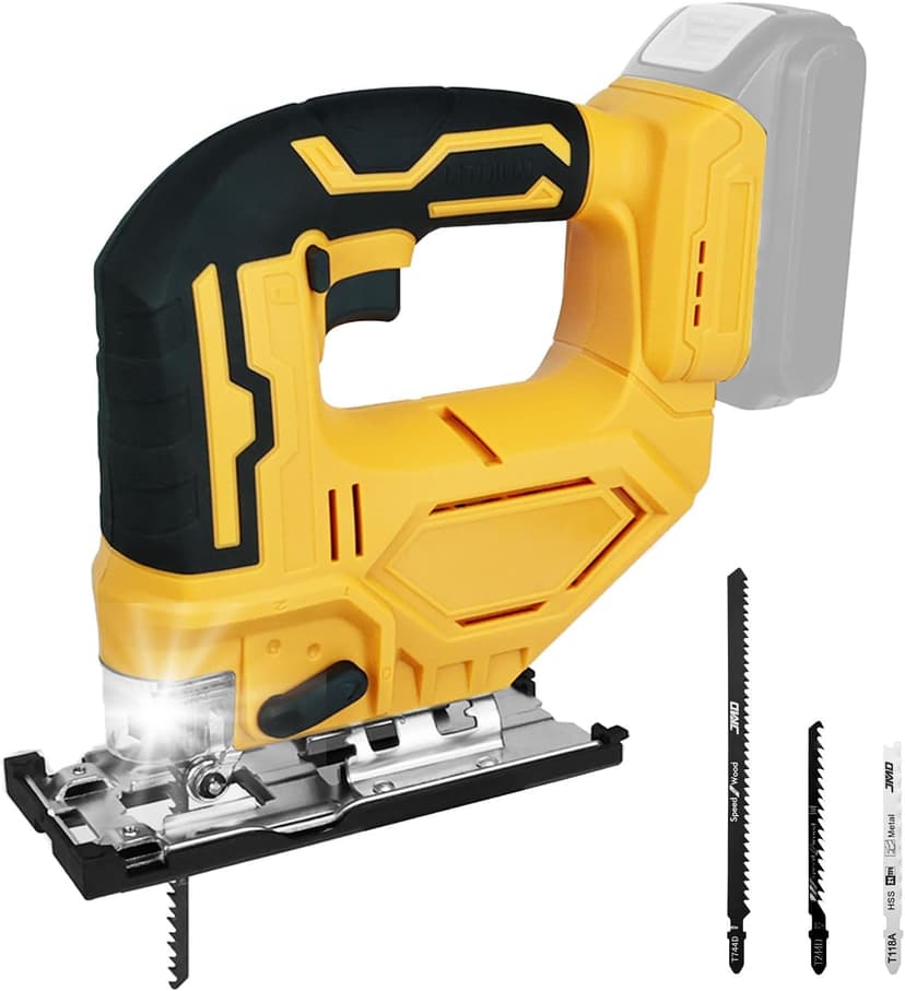 Cordless Jig Saw for DeWalt 20V Battery, Brushless Jigsaw Tool, 0°-45° Bevel Cuts, 3-Position Orbital for Wood/Metal/PVC Cutting (NO Battery)