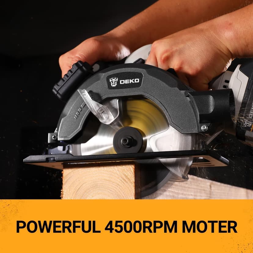 DEKOPRO 20V Cordless Circular Saw, 6-1/2-Inch Blade, 4500 RPM Circular Saw Cordless with 2 Battery and Charger( 4.0Ah )