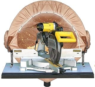 GARVIN Miter Saw Dust Collection Hood with Light, Dust Solution for Table Miter Saw, Chop Saw Hood Dust Collector Attachment, Accessory Holes, with Storage Bag, Fits All Miter Saws Khaki