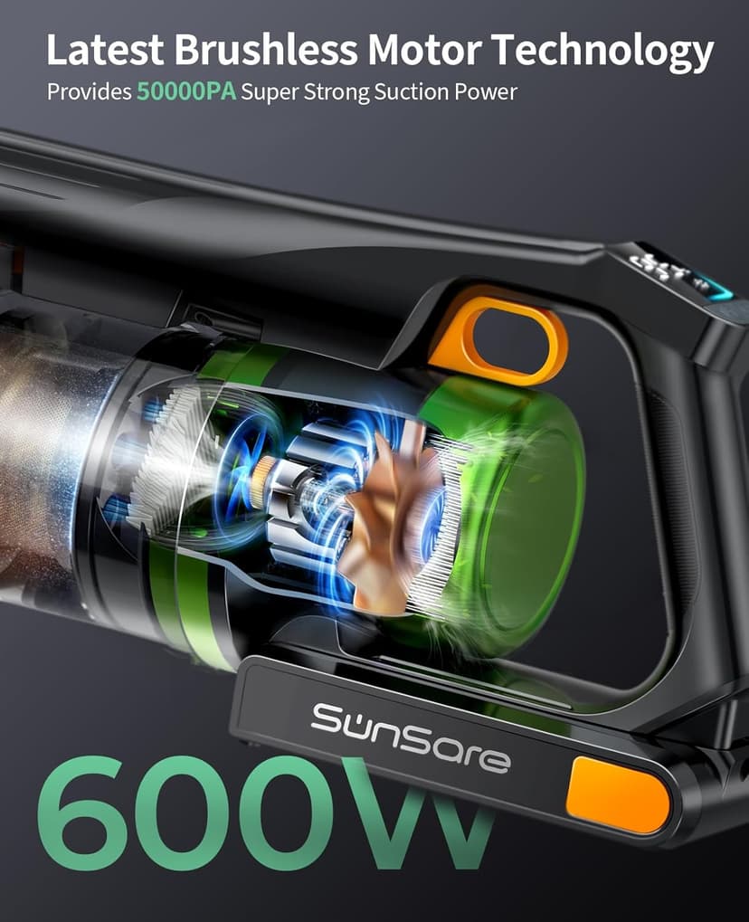 Cordless Vacuum Cleaner, 550W 45KPA 60 Mins Vacuum Cleaners for Home, Anti-Tangle Stick Vacuums with Rechargeable Battery, Dual-Handheld Lightweight Vacuum with Aromatherapy for Pet Hair Carpet Floors