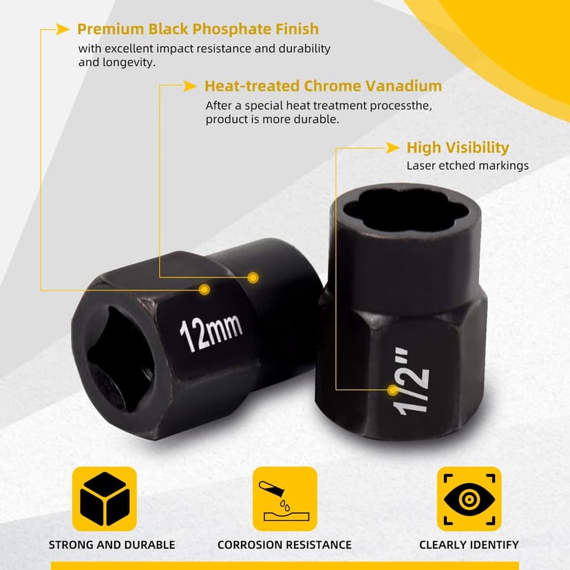 AKM 3/8" Impact Driver Master Screw and Bolt Extractor Set - 21 PCS Hand Manual Reversible Impact Screwdriver S2 Steel for Disengaging Rusted Fasteners or Frozen Bolts