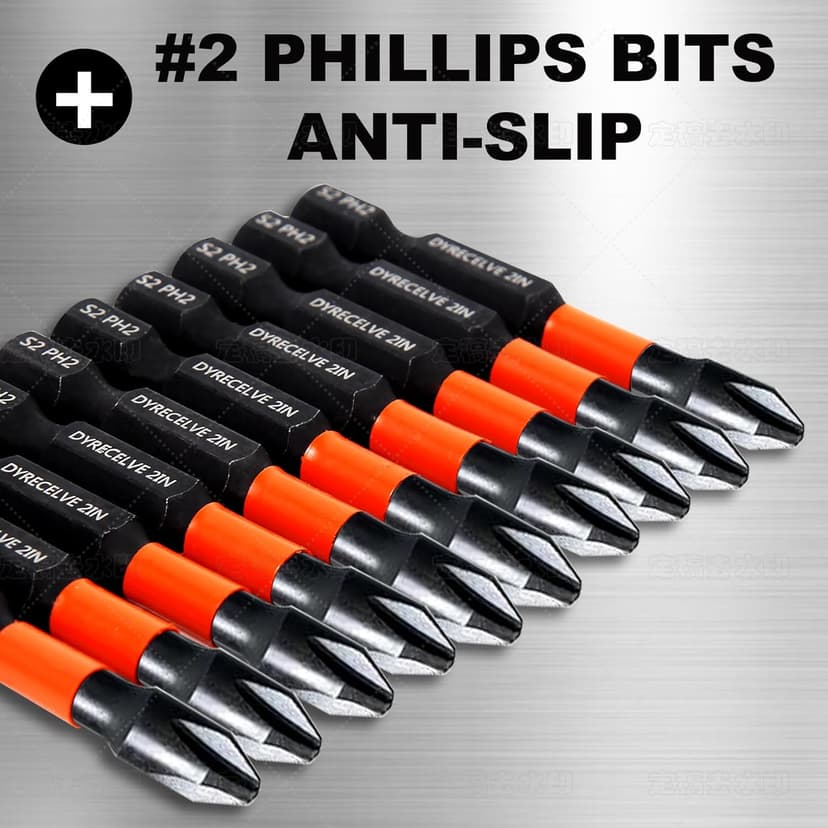 10-Pack Phillips Bits #2 Impact, 2-Inch Magnetic Phillips Head Drill & Screwdriver Bits, PH2 Premium S2 Steel 1/4" Hex Shank for Impact Drivers, Professional & DIY Use
