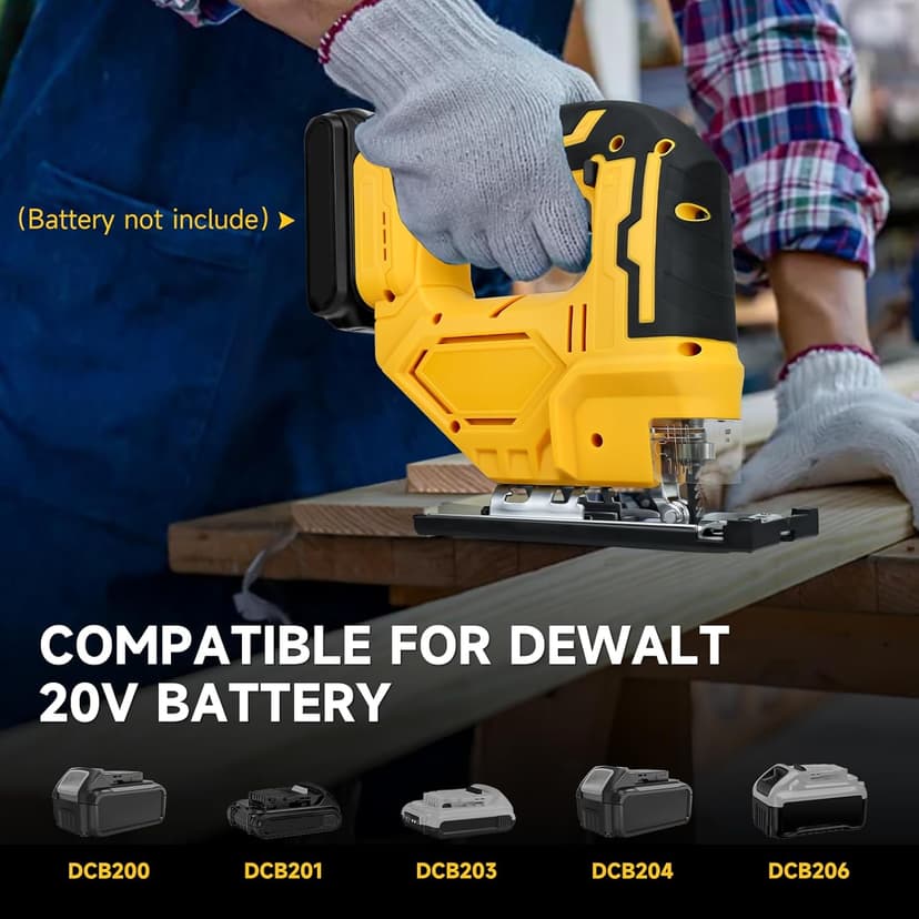 Cordless Jig Saw for DeWalt 20V Battery, Brushless Jigsaw Tool, 0°-45° Bevel Cuts, 3-Position Orbital for Wood/Metal/PVC Cutting (NO Battery)