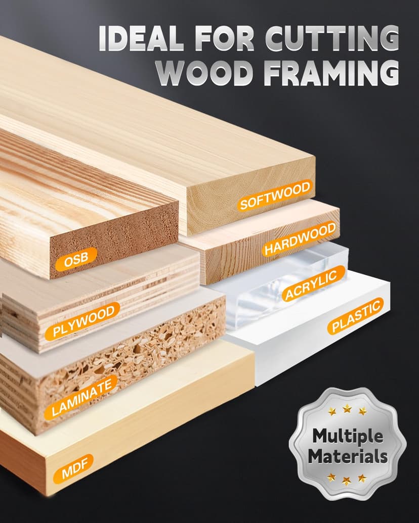 COMOWARE 7 1/4“ Circular Saw Blade, 60T ATB Circular Saw Blade, 5/8" Arbor, TCT Carbide-Tipped, Anti-Vibration, Teflon Anti-Stick, Miter Saws Blades for Wood, Laminate, Plywood & Hardwoods
