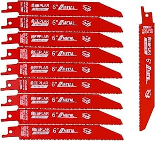 10 Pack 6 inch 14/18 TPI Bi-Metal Auto Dismantling Sawzall Blade for Metal, 6” 18-TPI Reciprocating Saw Blades