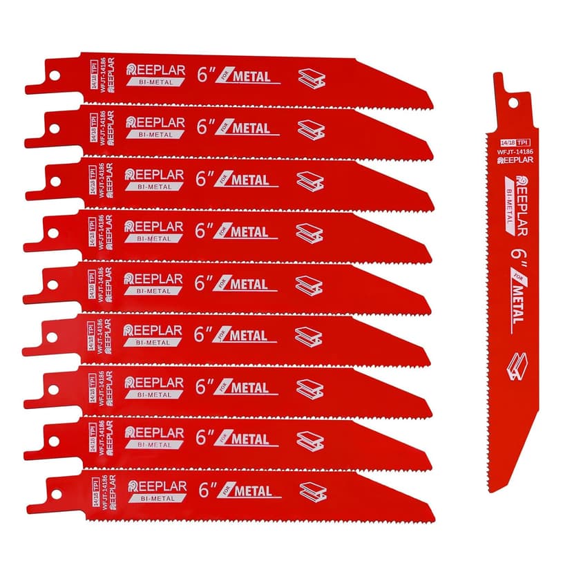10 Pack 6 inch 14/18 TPI Bi-Metal Auto Dismantling Sawzall Blade for Metal, 6” 18-TPI Reciprocating Saw Blades
