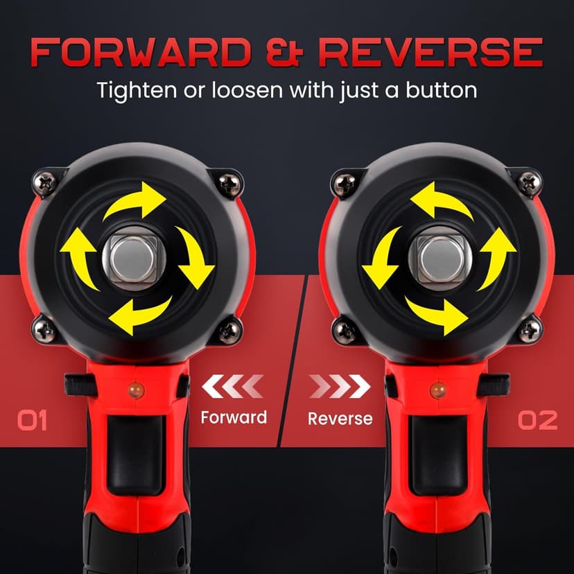 Cordless Impact Wrench, 1106 FT-lbs 1500Nm Brushless Impact Gun 1/2", 18V 2 * 5.0 Ah Multifunction Power Impact Driver for Home Car Truck Mower