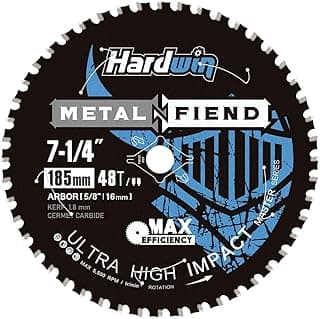 7-1/4 Inch Metal Cutting Saw Blade - 48T Cermet Carbide Tipped for Rebar, Angle Iron, Pipes, Channels - 5/8" Arbor, Low-Heat Spark-Free Thin Kerf Design - Replacement for Diablo D0748CF