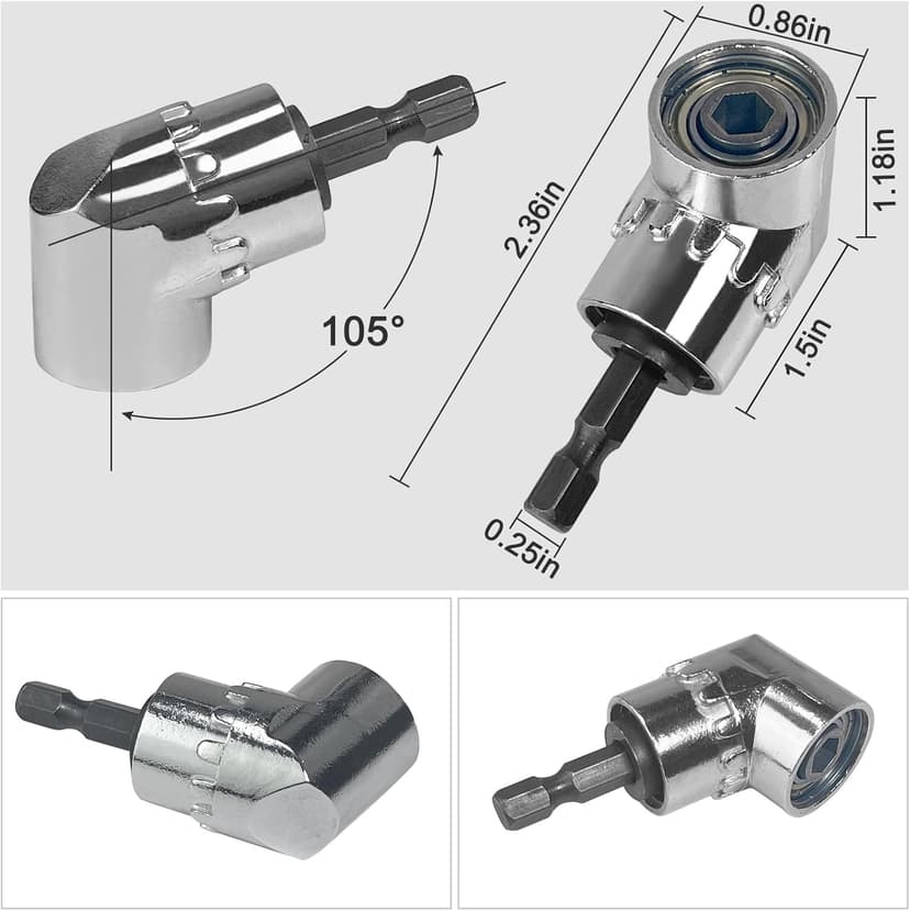 Guyuyii Flexible Drill Bit Extension and 2 Right Angle Drill Attachment Set – For DIY, Technicians and Homeowners, Ideal for Appliance Repair, Furniture and Plumbing, Compatible with Cordless Drills