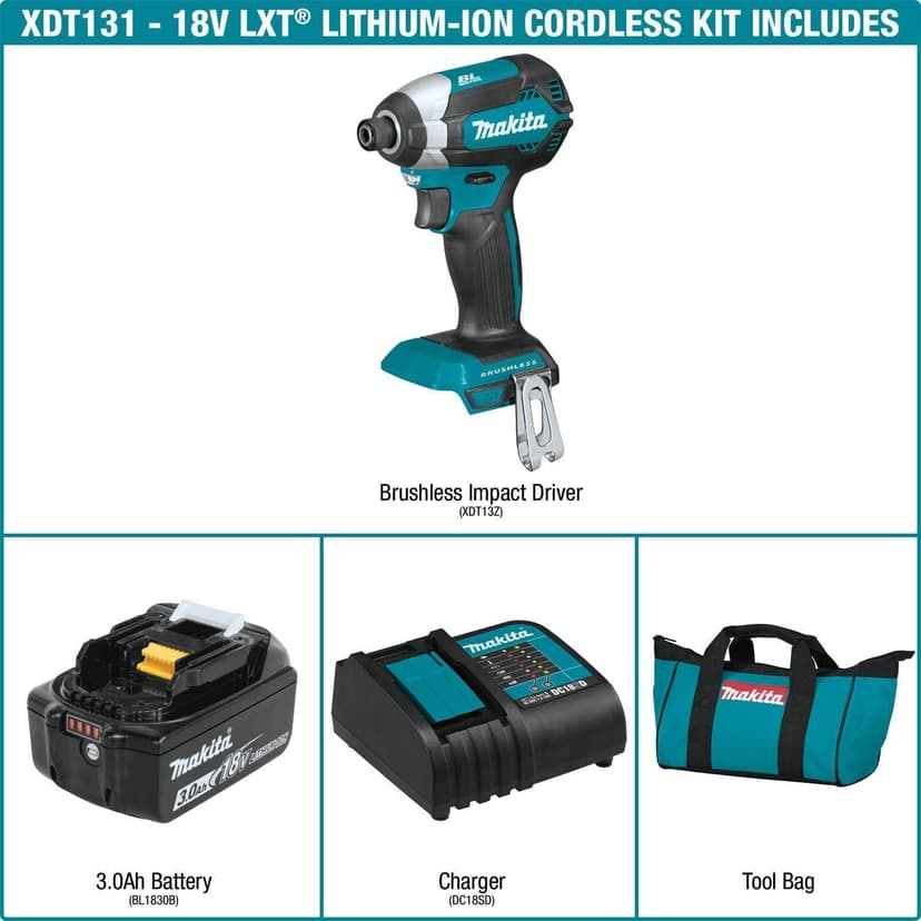 Makita XDT131-R 18V LXT 3.0 Ah Cordless Lithium-Ion Brushless Impact Driver Kit