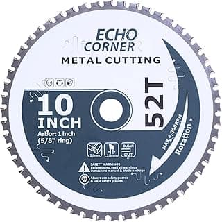 10 Inch Metal Cutting Miter Saw Blade, 1-Inch Arbor (5/8" reducing Ring), Fast Dry Cool Clean Cut Off Mild Steel, Angle Iron, Tough Ferrous Non-Ferrous Sheet/Plate/Tube