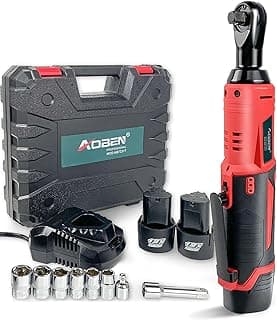 AOBEN Cordless Electric Ratchet Wrench Set, 3/8" 12V Power Ratchet Tool Kit With 2 Packs 2000mAh Lithium-Ion Battery And Charger