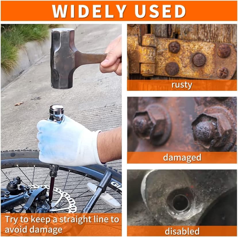 Hand Manual Reversible 1/2-inch 3/8-inch Impact Driver Set Extractor-13PCS Impact Screwdriver S2 Steel Disengage Rusted Fasteners or Frozen Bolts