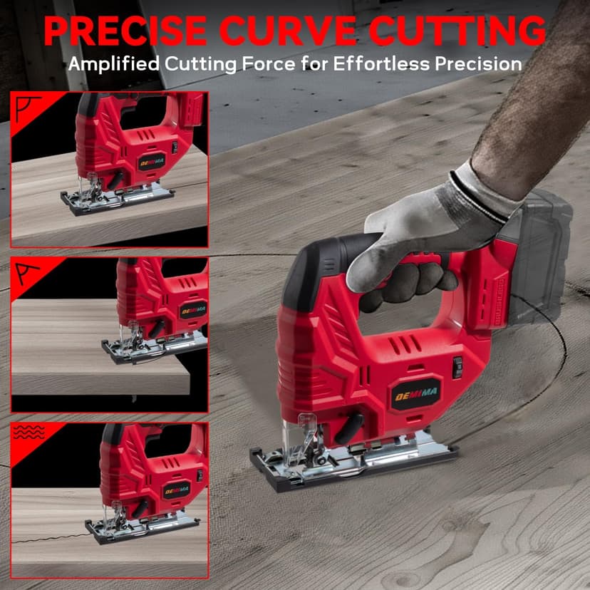 Cordless Jig Saw for Milwaukee M18 Battery, 7 Speed Variable Up to 3200RPM, LED Light, 45° Bevel Cuts, 3 Orbital Motions, with Jig Saw Blade for Straight/Curve/Circle Cutting(Battery Not Include)