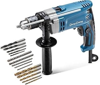 DongCheng Hammer Drill 6A,1/2 Inch Keyed Chuck, 0-3000 RPM/45000 BPM Impact Drill with 15PCS Drilling Bits for Brick Wall, Metal & Wood, DZJ05-13