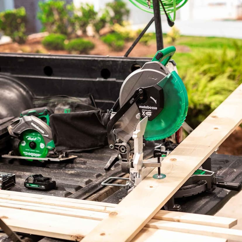 Metabo HPT 18V MultiVolt Cordless 10-Inch Single Bevel Miter Saw, Wide Range of Miter and Bevel Cutting Options, Xact Cut LED Shadow System, Brushless Technology, Tool Body Only, C1810DFAQ4