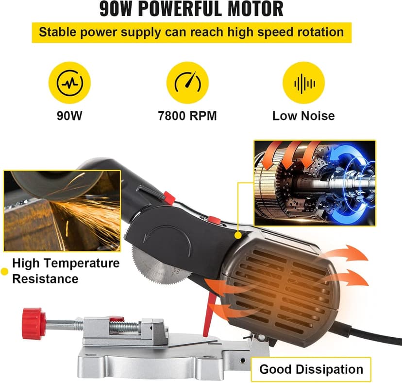 VEVOR Mini Miter Cut-off Chop Saw, 110V Two 2-5/16" Blade of Steel and Resin with 1/2inch Cutting Depth, 0-45° Benchtop Miter Saw for Copper, Aluminum, Wood, Zinc in Hobby Craft