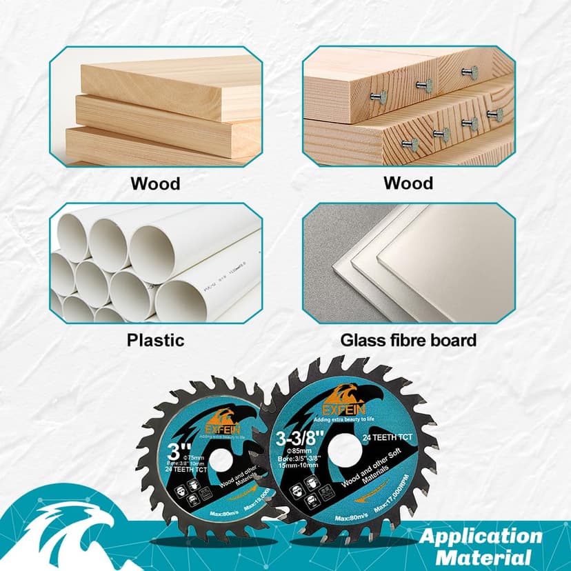 3 Inch Circular Saw Blade Set 4pcs for Cutting Tile Glass Soft Metal Wood Plastic Diamond Disc