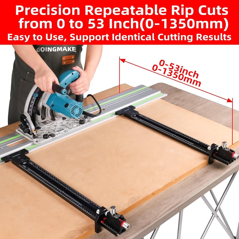 Track Saw Parallel Guide System with Mirco Adjustable Flip Stop and Zero Calibration for Woodworking Repeatable Rip Cuts for Track Saw Guide Rail Compatible with Festool,Makita,Milwaukee