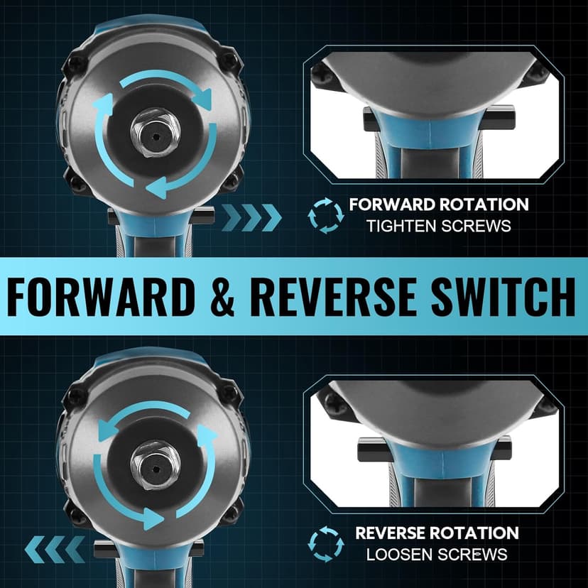 1/2 inch Cordless Impact Wrench - 1200N.m High Torque Heavy Duty Impact Gun with 2x 4.0Ah Batteries, 21V Powerful Impact Driver/Drill for Tough Auto Repair and Construction Tasks