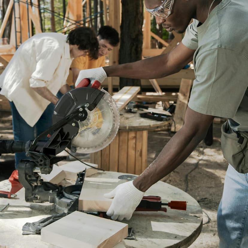 2025 Upgrade Miter Saw 10”, Chop Saws For Woodworking With 15-Amp Power Motor, 40t Tct Blade, 0-45°Mitre & Bevel, Compound Miter Saw For All Skill Levels Wood Work
