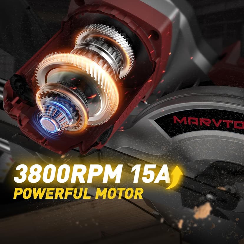 12-Inch Dual-Bevel Sliding Compound Miter Saw, 3800RPM, 15 Amp, Single Bevel 0-45° with Extension Table, 36T Blade, Power Saw for Metal, Plastic, Wood, Laminates