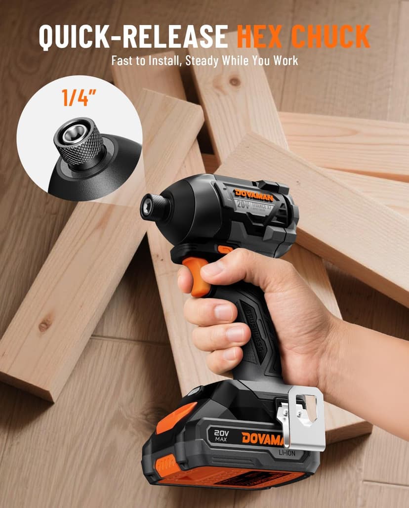 TITANCE X7 20V Cordless Impact Driver, 1/4'' Hex Compact Brushless Driver Kit with 1,770 In-lbs Torque, Battery & Charger Included – Lightweight Electric Screwdriver for Wood, Metal & Auto Repair