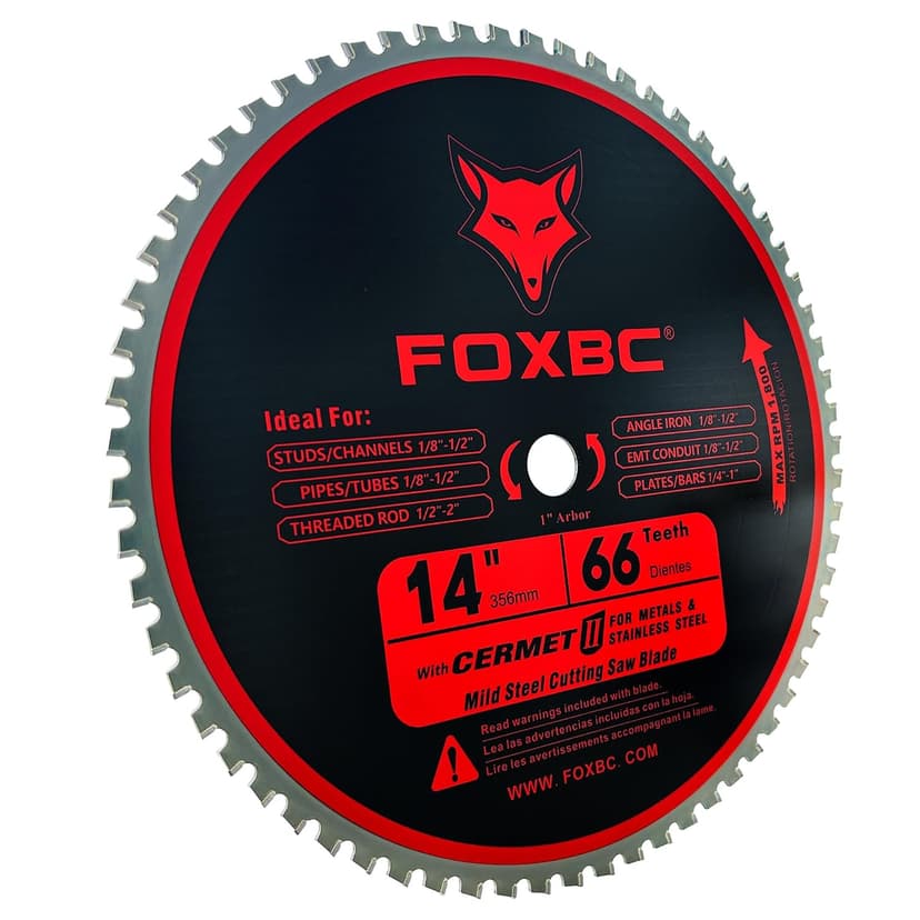 FOXBC 14 Inch Metal Steel Cutting Saw Blade 66 Tooth for Evolution 14 Inch Chop Saw and Other, Cermet Carbide Up to 5X Longer Life