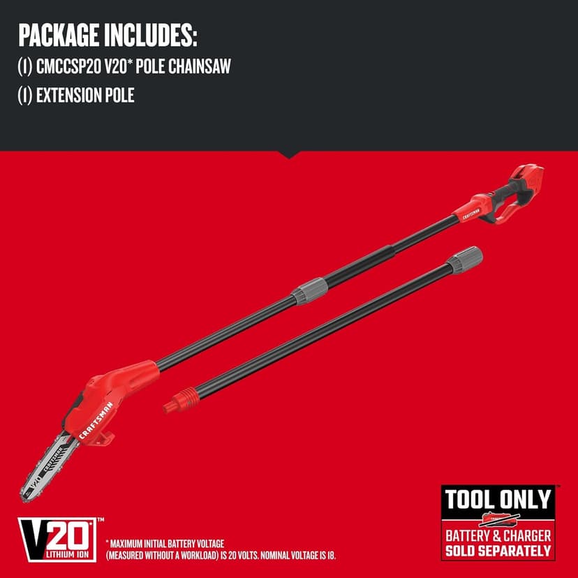 CRAFTSMAN V20* Pole Chainsaw, Cordless, Tool-Only (CMCCSP20B)