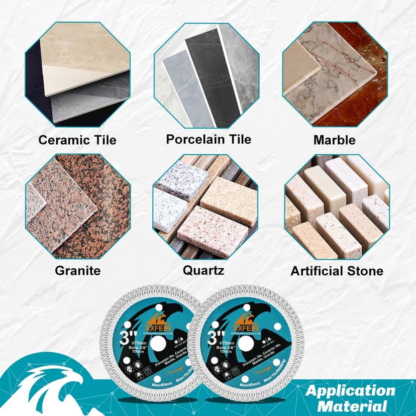 3 Inch Circular Saw Blade Set 4pcs for Cutting Tile Glass Soft Metal Wood Plastic Diamond Disc