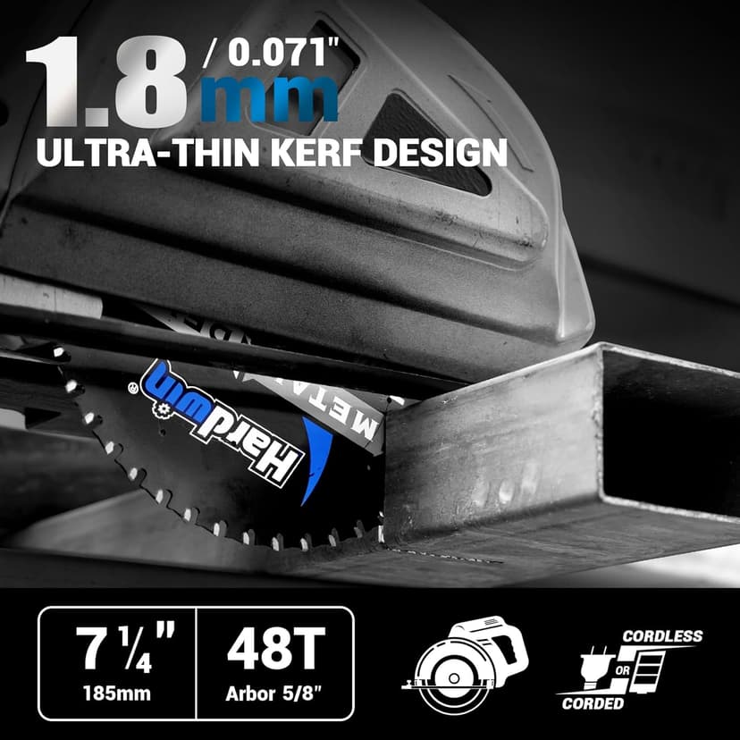 7-1/4 Inch Metal Cutting Saw Blade - 48T Cermet Carbide Tipped for Rebar, Angle Iron, Pipes, Channels - 5/8" Arbor, Low-Heat Spark-Free Thin Kerf Design - Replacement for Diablo D0748CF