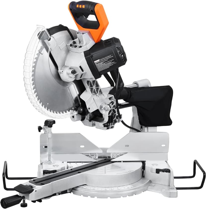 VEVOR Sliding Compound Miter Saw, 12-Inch Blade, 15 Amp Motor, 60-Tooth, Corded Double Bevel Sliding Miter Saw, LED Precision Alignment, Angle Adjustable, for Wood, Composite Decking, Laminates