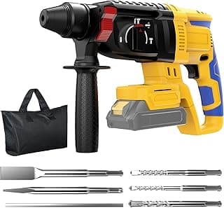 SDS Cordless Rotary Hammer Drill Compatible with Dewalt 20V Battery(NO Battery) Brushless Motor, Safety Clutch, 4 Functions with 5 Drills and Carrying Bag for Concrete/Masonry/Wood/Metal