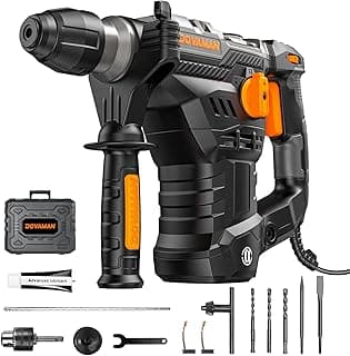 RH15A 1-9/16'' SDS-Plus Rotary Hammer Drill, 12.5Amp Heavy Duty Rotary Hammer with 4 Functions, Safety Clutch, Vibration Control, Corded Demolition Hammer for Concrete, Drill Bits and Chisels Included
