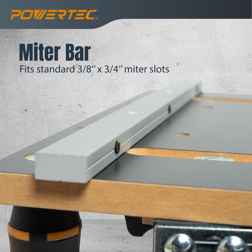 POWERTEC Table Saw Tapering Jig, Small Parts Taper Jig with 3/4" x 3/8" Miter Bar, Adjustable Hold Down Clamp, Non-Slip Grip Strips, Ergonomic Handle - Table Saw Jig Accessories (71875)