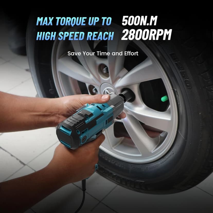 Seesii Electric Impact Wrench Corded, 368Ft-lbs(500N.m) Torque 1/2 inch Impact Gun with 8Amp Cord, 4 Sockets for Car Tire and Home DIY, AC500