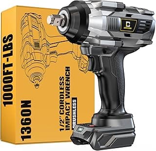Cordless Impact Wrench 1/2 inch Compatible with Dewalt Battery, 1000FT-LBS (1360N.m) Brushless Electric Impact Gun Includes LED Work Light, 2100RPM High Torque Impact Driver, Bare Tool Only