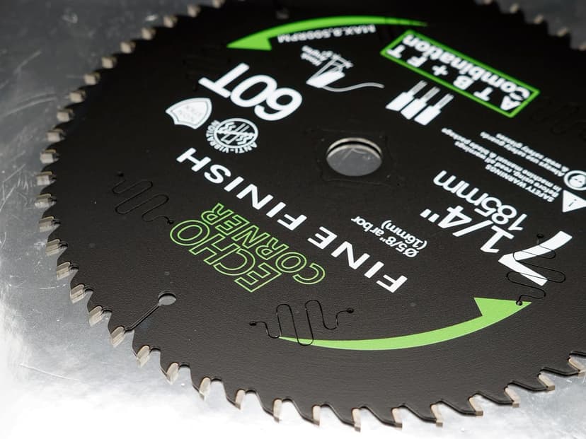7-1/4 Inch Ultra Finish Circular Saw Blade for Wood, Carbide ATBFT 60T, 5/8" Arbor, Non-Stick Coating