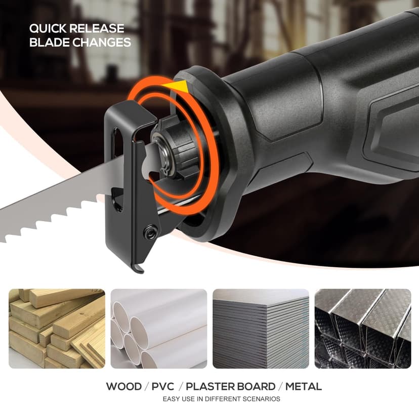 120V Reciprocating Saw, 6.0 Amp Variable Speed Corded Reciprocating Saw with 4/5" Stroke Length, 3000 SPM and 4-1/2" Max for Wood, Metal, PVC Pipe Cutting
