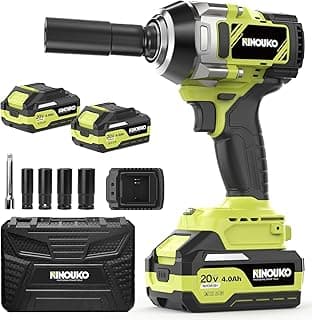 1/2 inch Impact Wrench 1000N.m (740 ft-lbs) with 2 x 4.0Ah Battery and Charger, Brushless Electirc Impact Driver Bsttery Powered High Torque Impact Gun for Home, Car, and Truck Use