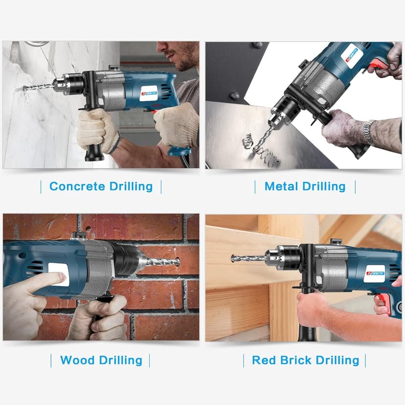 10-Piece SDS Plus Drill Bits Rotary Hammer Drill Bit Set, Carbide Tipped for Drilling Concrete Cement Porcelain Tiles Ceramic Pots Stone Brick, Dia 3/16" 1/4" 5/16" 3/8" 1/2"