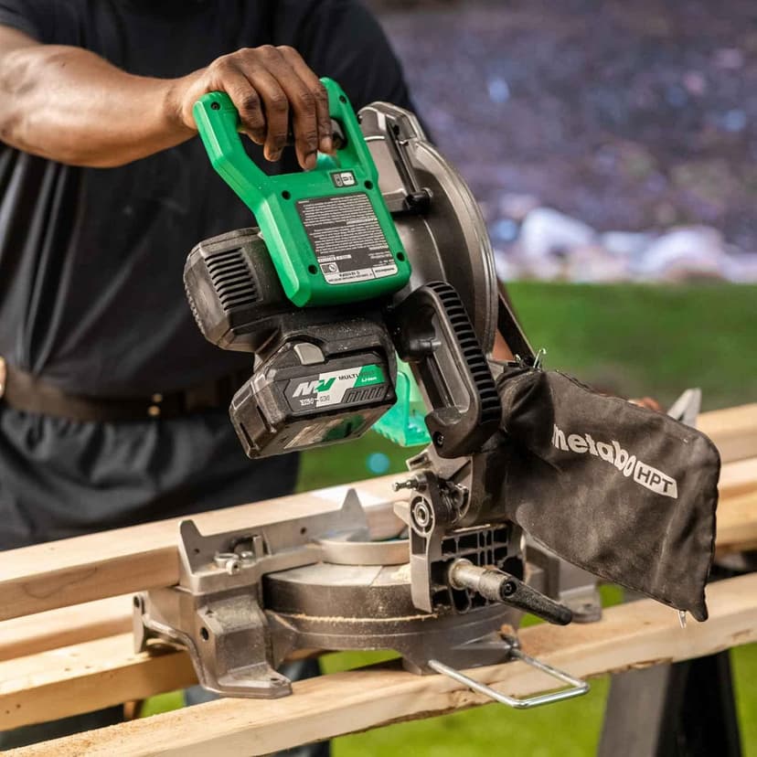 Metabo HPT 18V MultiVolt Cordless 10-Inch Single Bevel Miter Saw, Wide Range of Miter and Bevel Cutting Options, Xact Cut LED Shadow System, Brushless Technology, Tool Body Only, C1810DFAQ4